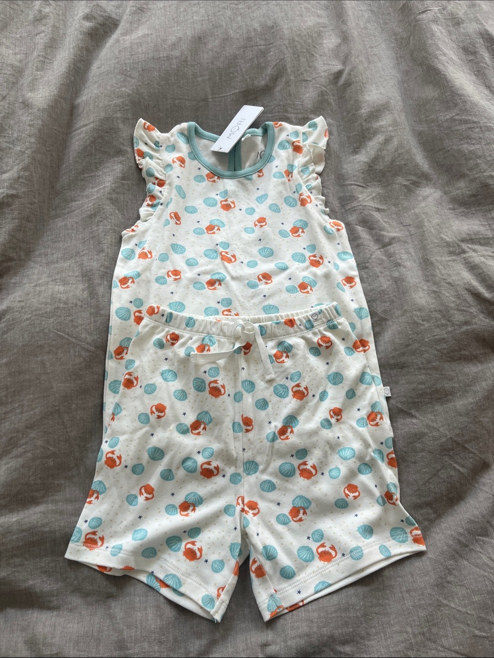 Mori Crab & Shell Print Sleeveless shirt and shorts set